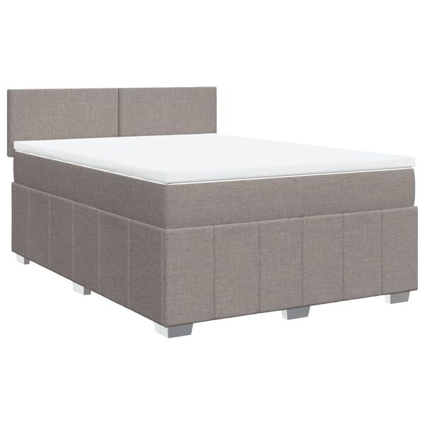 vidaXL Boxspringbett mit Matratze Taupe 140x190 cm Stoff