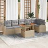 vidaXL Garten-Sofa-Set mit Speicher 7 pcs Beige Poly Rattan
