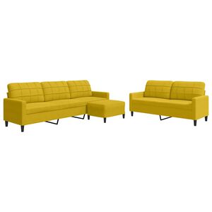 vidaXL 3-tlg. Sofagarnitur mit Kissen Gelb Samt