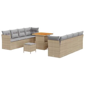 vidaXL Gartensofa-set 11 pcs Beige Poly-Rattan