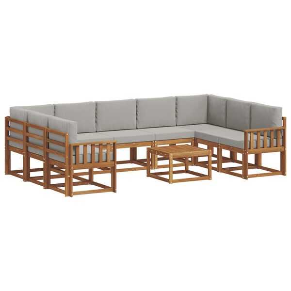vidaXL Outdoor-Sofagarnitur mit Kissen 10 pcs Nat&uuml;rlich und Hellgrau