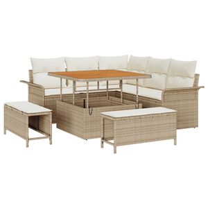 vidaXL Gartensofa-set mit Kissen 8 pcs Beige Poly-Rattan