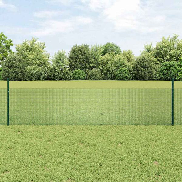 vidaXL Zaun und Pfosten Grün 0,5 x 25 m Stahl