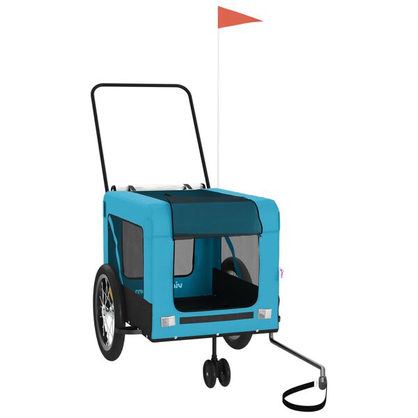 vidaXL Fahrradanhänger Hunde Blau und Schwarz Oxford-Gewebe & Eisen