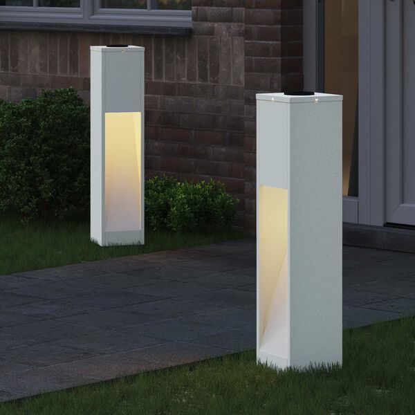 vidaXL Solar LED Wegeleuchte 2 pcs Wei&szlig; Kalt gewalzter Stahl