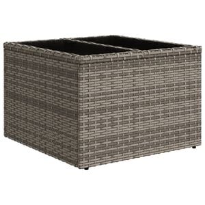 vidaXL Gartentisch mit Glasplatte Grau 55x55x37 cm Poly Rattan
