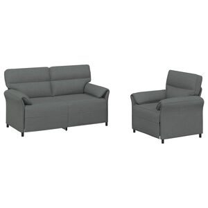vidaXL Sofa Set 2 stk. Dunkelgrau Stoff