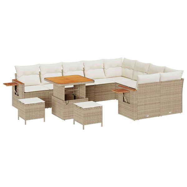vidaXL Garten-Sofa-Set mit Kissen 12 pcs Beige und Creme