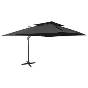 vidaXL Ampelschirm mit Doppeldach Schwarz 400 x 300 cm