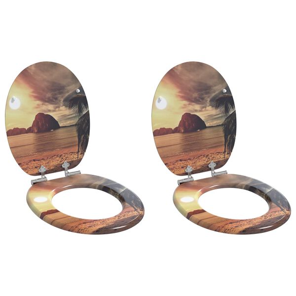 vidaXL Toilettensitz 2 pcs Orange 44 x 38 cm MDF-Platte