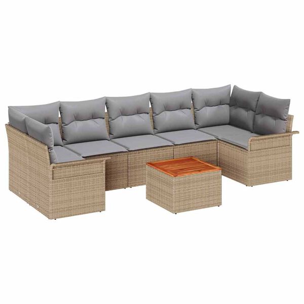 vidaXL Gartensofa-set mit Kissen 8 pcs Beige Poly-Rattan