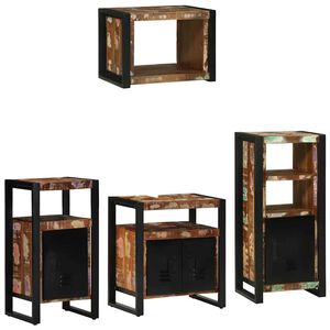 vidaXL Badezimmermöbel-Set mit Regal 4 pcs Massives upgecyceltes Holz