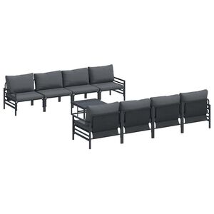 vidaXL Gartensofa-set mit Kissen 9 pcs Schwarz Stahl