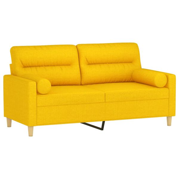 vidaXL 2-Sitzer-Sofa mit Kissen Hellgelb 140 cm Stoff