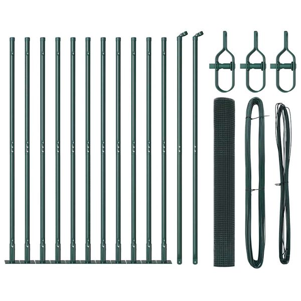 vidaXL Zaunpfosten Gr&uuml;n 25 x 1,2 m (25 x 25 mm Netz) Stahl und PVC