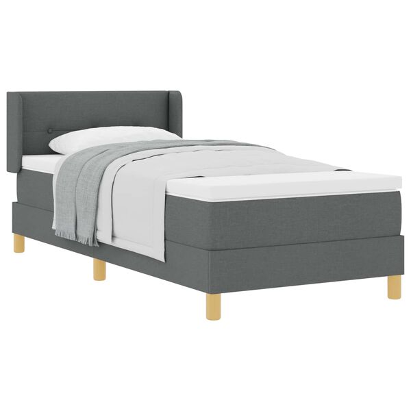 vidaXL Boxspringbett mit Matratze Dunkelgrau 190 x 90 cm Stoff