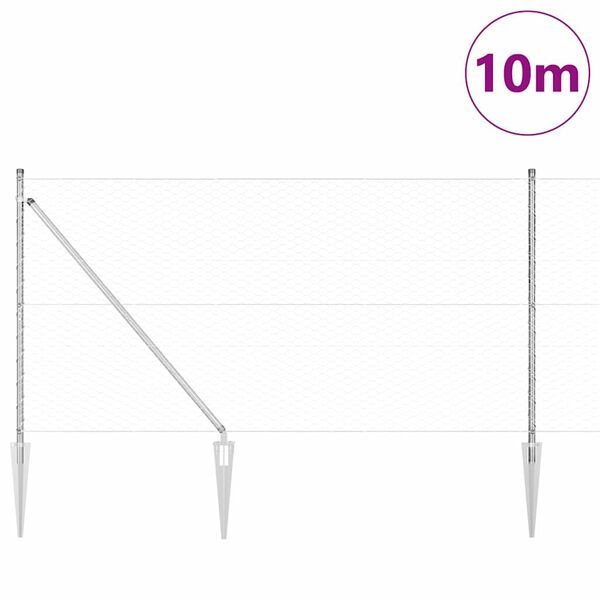 vidaXL Zaunpfosten Silber 10 x 1,2 m (36 mm Netz) Stahl