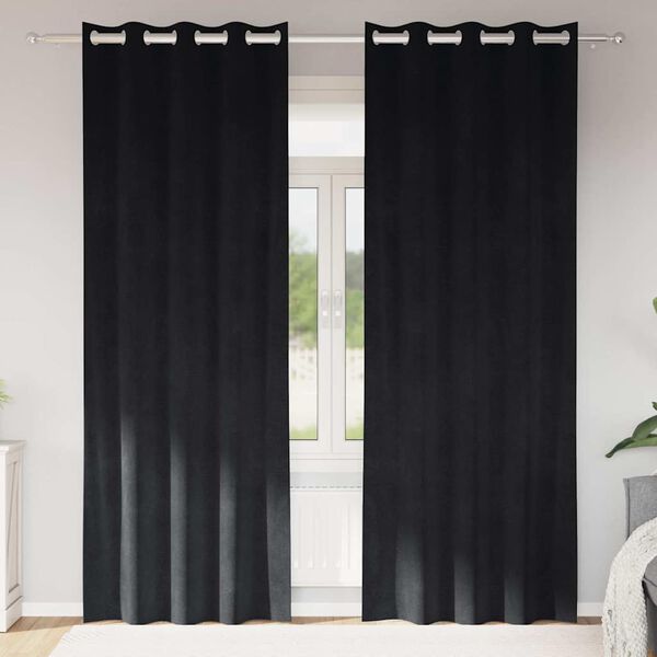 vidaXL Verdunkelungsvorhänge 2 pcs Schwarz 140 x 245 cm Samt
