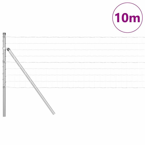 vidaXL Zaun mit Pfosten Silber 0,8 x 10 m Stahl und PVC