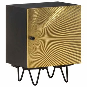 vidaXL Nachttisch mit Messing-Front 40x30x50 cm Massivholz Mango