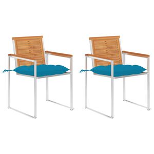 vidaXL Gartenst&uuml;hle mit Kissen 2 Stk. Massivholz Akazie und Stahl