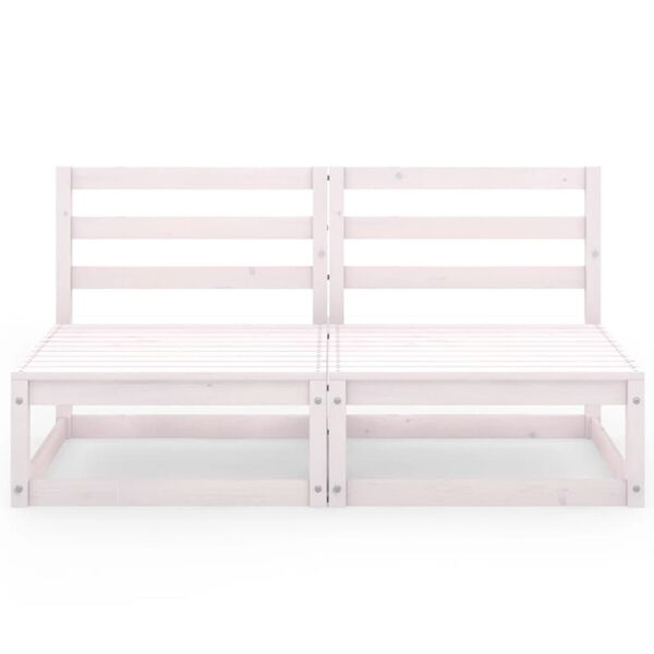 vidaXL Gartensofa 2-Sitzer Weiß Massivholz Kiefer