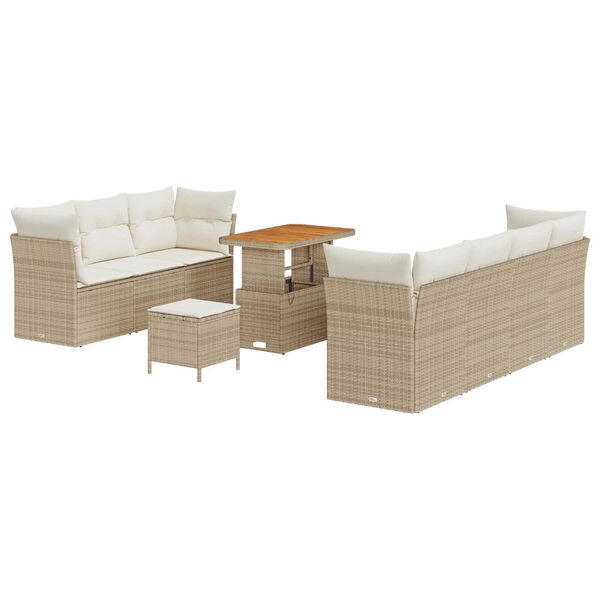 vidaXL Gartensofa-set 10 pcs Beige Poly-Rattan