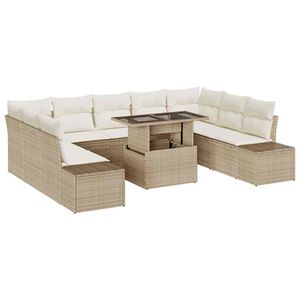 vidaXL Gartensofa-set 10 stk. Beige und Creme Poly-Rattan