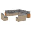 vidaXL 13-tlg. Garten-Sofagarnitur mit Kissen Beige Poly Rattan