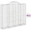 vidaXL Gabionen mit Hochbogen 11 Stk 200x30x160/180cm Verzinktes Eisen