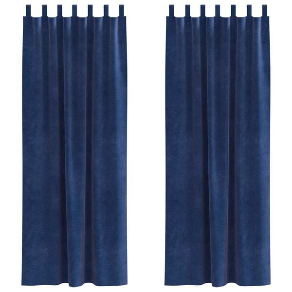 vidaXL Verdunkelungsvorh&auml;nge 2 pcs Dunkelblau 140 x 225 cm Samt
