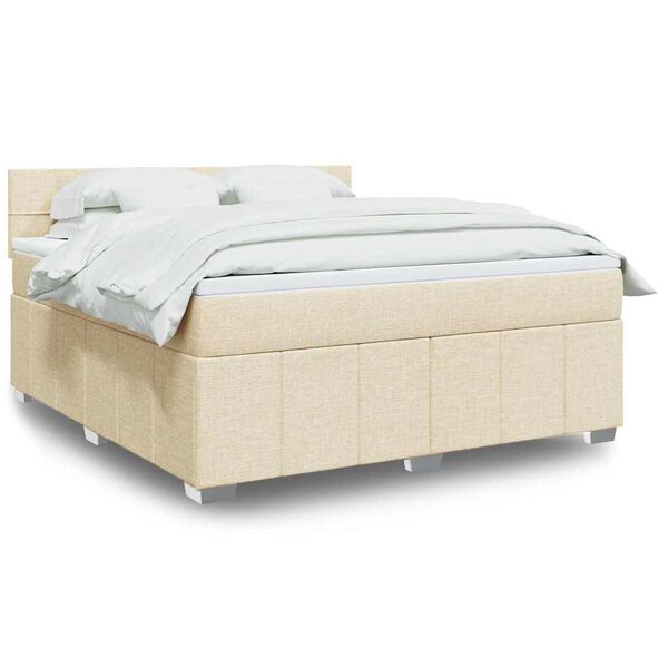 vidaXL Boxspringbett mit Matratze Creme 180x200 cm Stoff