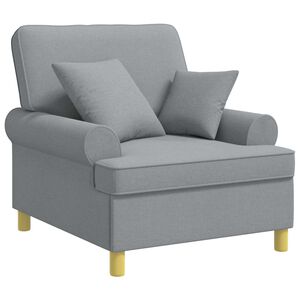 vidaXL XL-Sessel mit Kissen Hellgrau Stoff