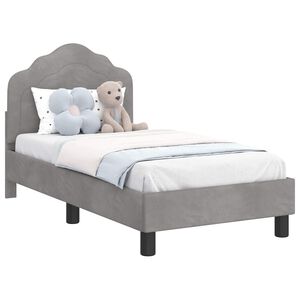 vidaXL Kinderbettgestell mit Kopfteil Hellgrau 70 x 140 cm Samt
