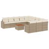 vidaXL 12-tlg. Garten-Sofagarnitur mit Kissen Beige Poly Rattan