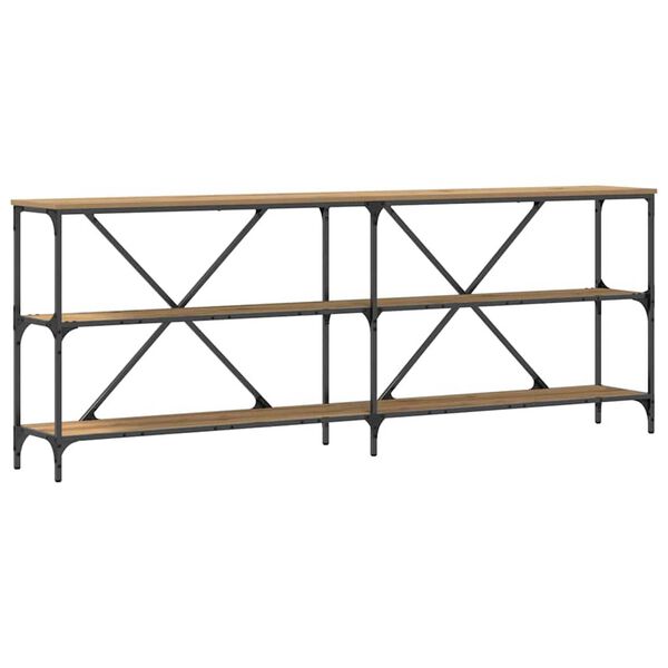 vidaXL Konsolentisch mit Regal Kunsthandwerk Eiche 200 x 30 x 75 cm