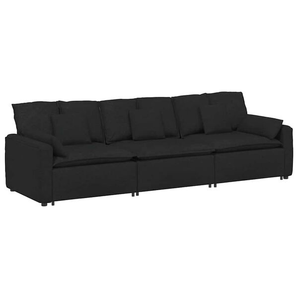 vidaXL Modulares Sofa mit Kissen Schwarz