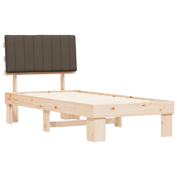 vidaXL Bettgestell mit gepolstertem Kopfteil Taupe 90 x 200 cm