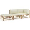 vidaXL 3-tlg. Garten-Lounge-Set mit Cremewei&szlig;en Kissen Bambus