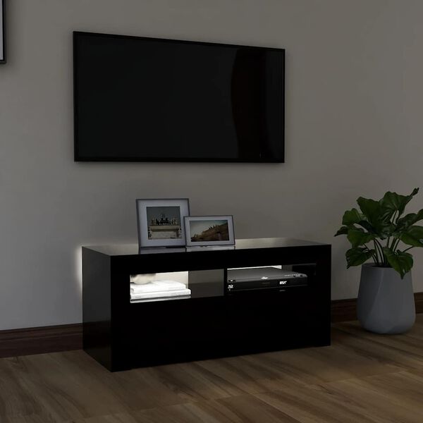 vidaXL TV-Schrank mit LED-Beleuchtung Schwarz 90x35x40 cm