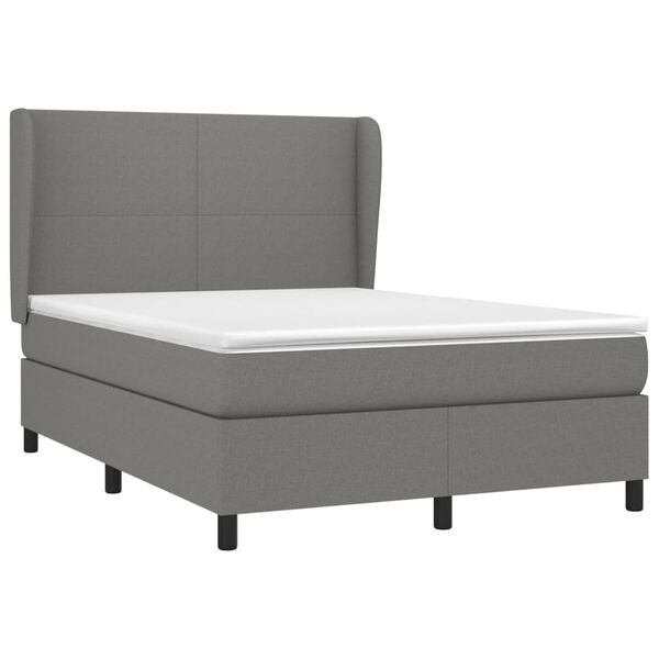 vidaXL Boxspringbett mit Matratze Dunkelgrau 140x190 cm Stoff