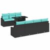 vidaXL Gartensofa-set mit Kissen 8 pcs Schwarz und Blau Poly-Rattan