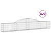 vidaXL Gabionen mit Hochbogen 20 Stk. 300x30x40/60 cm Verzinktes Eisen