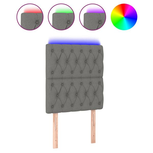 vidaXL LED Kopfteil Dunkelgrau 80x7x118/128 cm Stoff