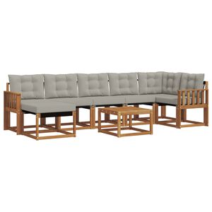 vidaXL Outdoor-Sofagarnitur mit Kissen 8 pcs Nat&uuml;rlich und Hellgrau