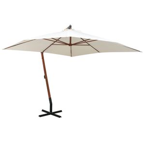 vidaXL Ampelschirm 300x300 cm Holzmast Wei&szlig;