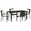 vidaXL Garten Essgruppe mit Kissen 5 pcs Schwarz Poly-Rattan