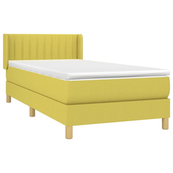 vidaXL Boxspringbett mit Matratze Gr&uuml;n 90x190 cm Stoff