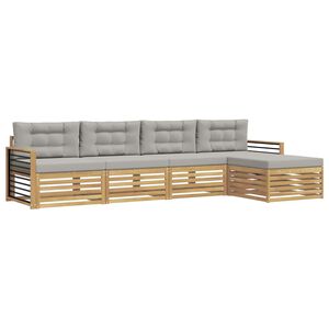 vidaXL Outdoor-Sofagarnitur 5 stk. Wei&szlig; und Hellgrau Polyester