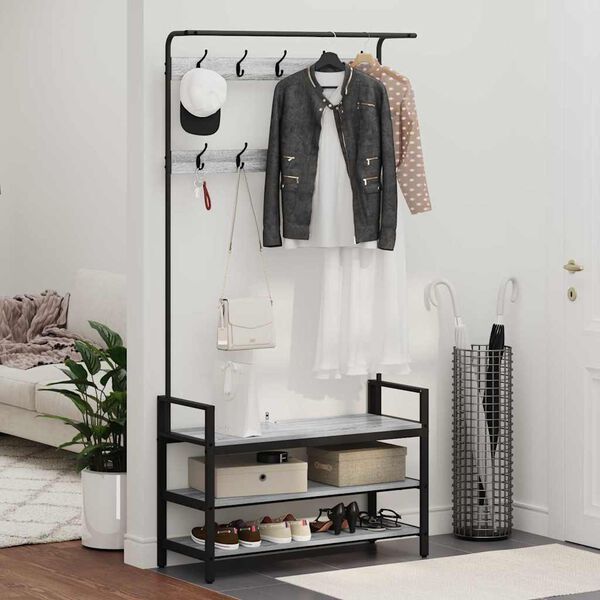 vidaXL Garderobenst&auml;nder Graues Sonoma 95 x 34 x 184 cm Holzwerkstoff